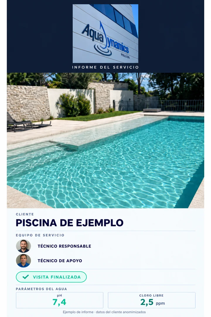 Ejemplo ilustrativo del informe de mantenimiento con el cliente anonimizado